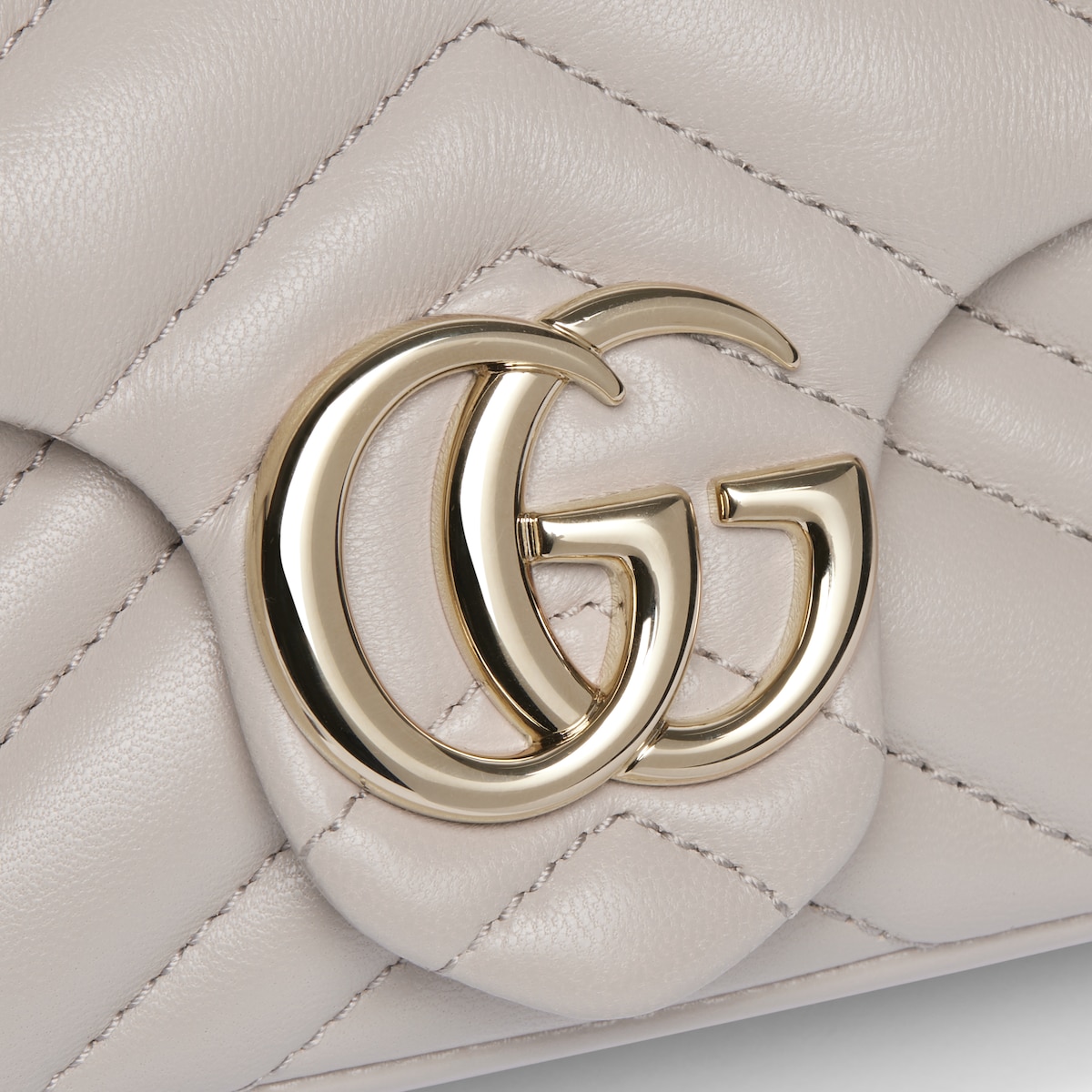 GG Marmont mini shoulder bag in light grey leather | GUCCI® GR