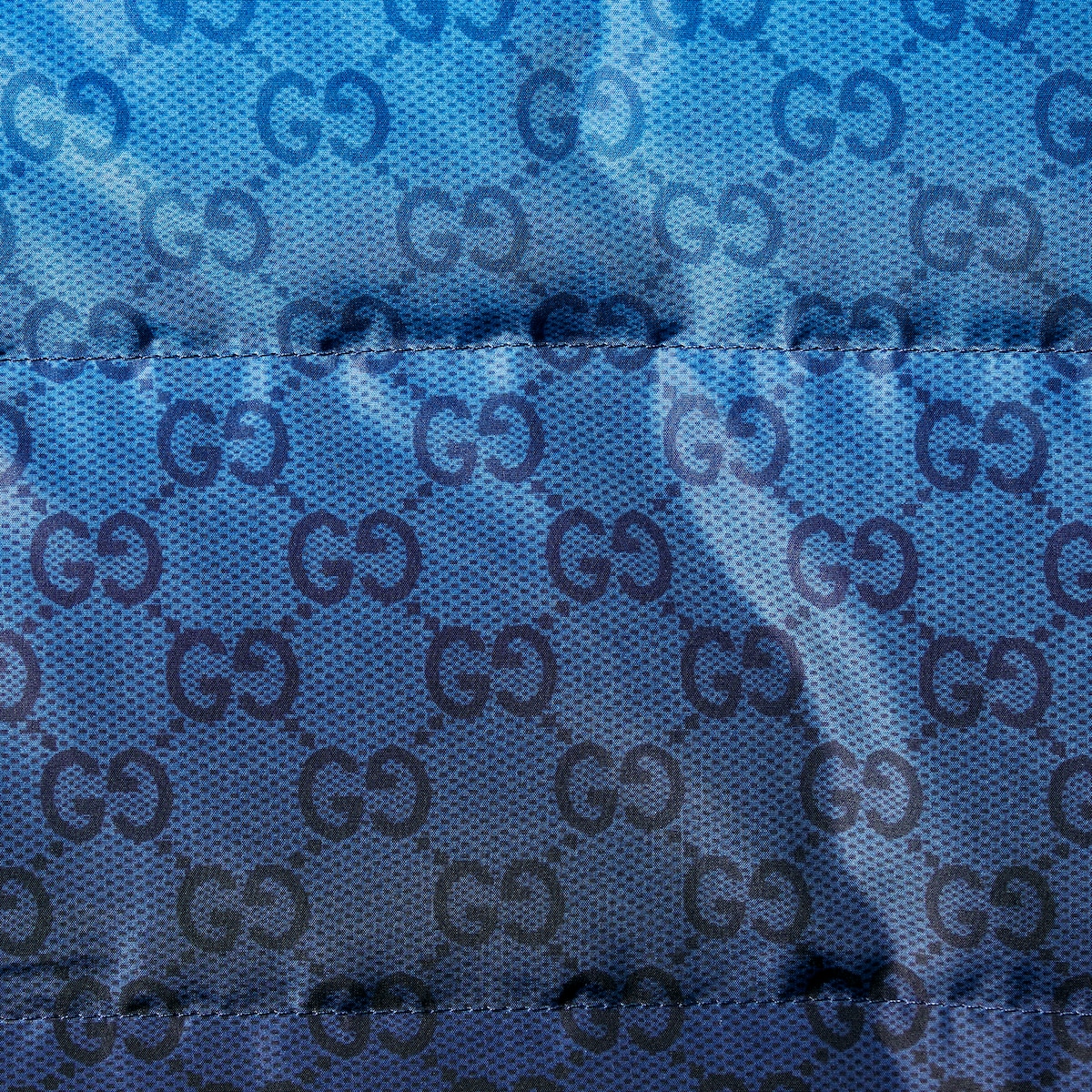 Printed technical poplin zip jacket in gradient light blue to blue