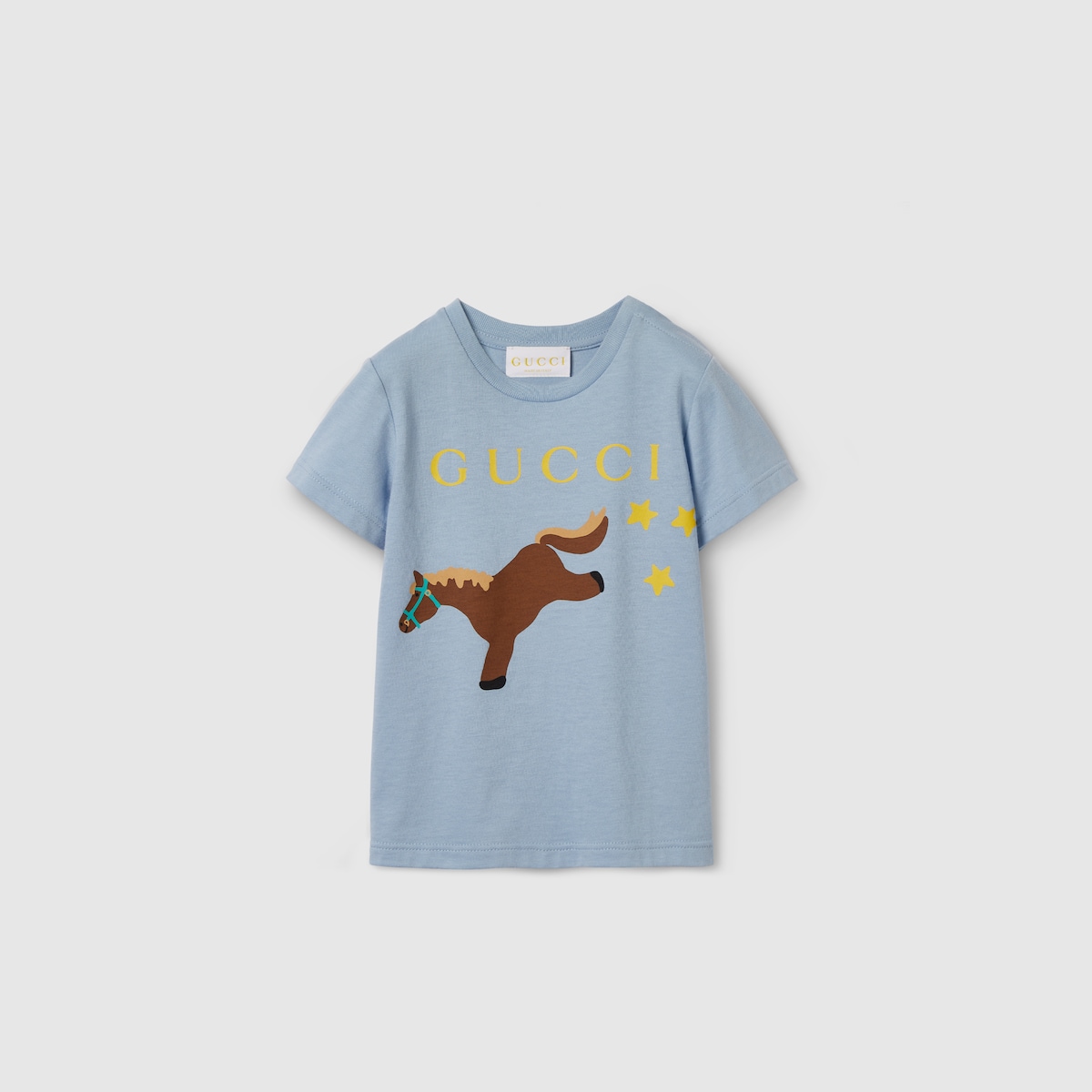 Baby cotton T-shirt with print in light blue