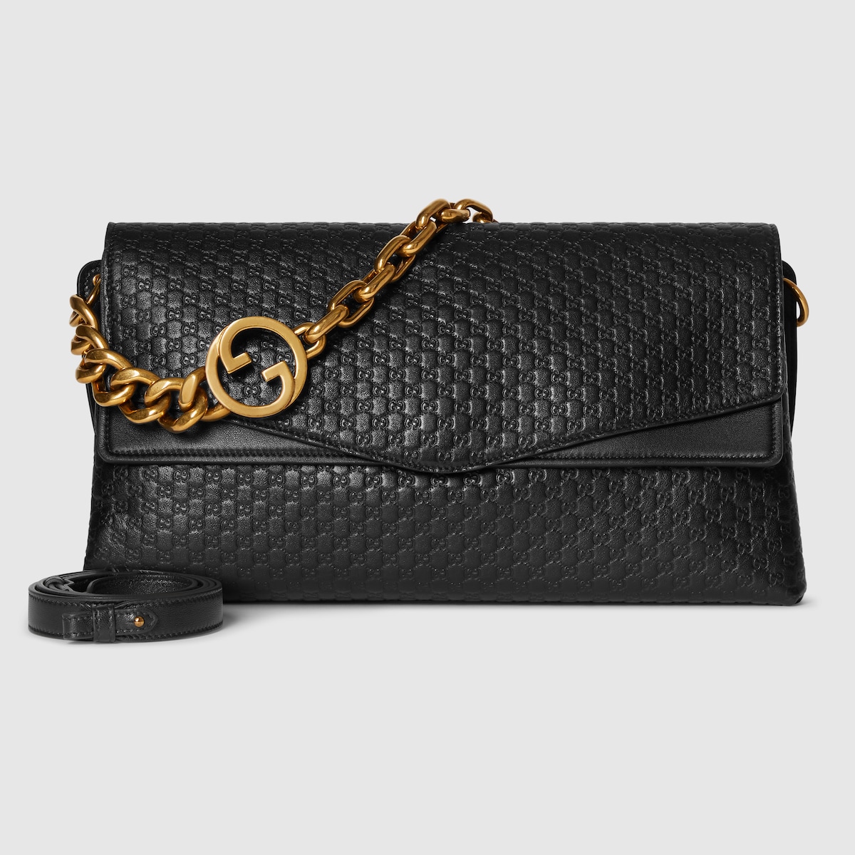 チェーン付き ラージ ショルダーバッグ ・ブラック GGレザー | GUCCI公式