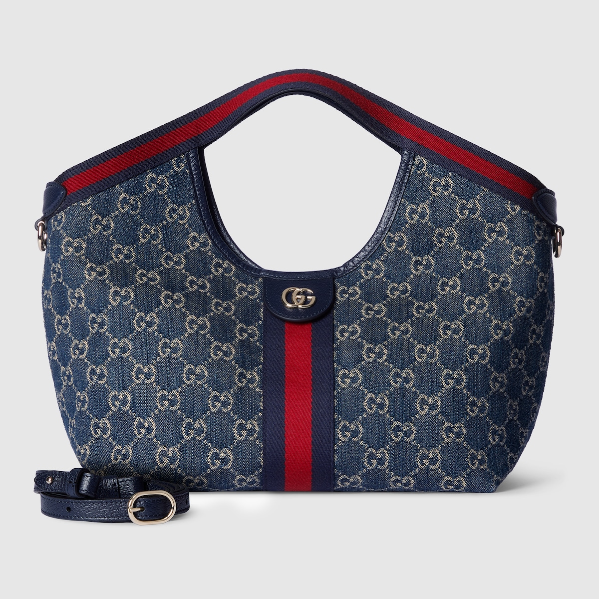 Gucci Giglio small tote bag in blue and white GG denim | GUCCI® US