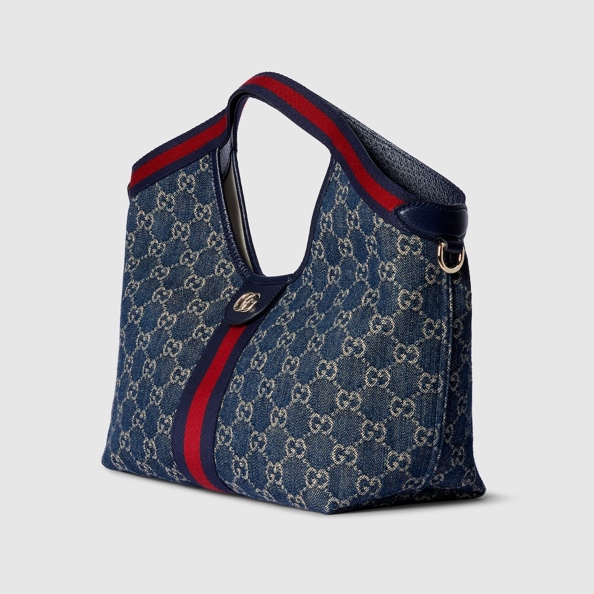 Gucci Giglio small tote bag in blue and white GG denim | GUCCI® US