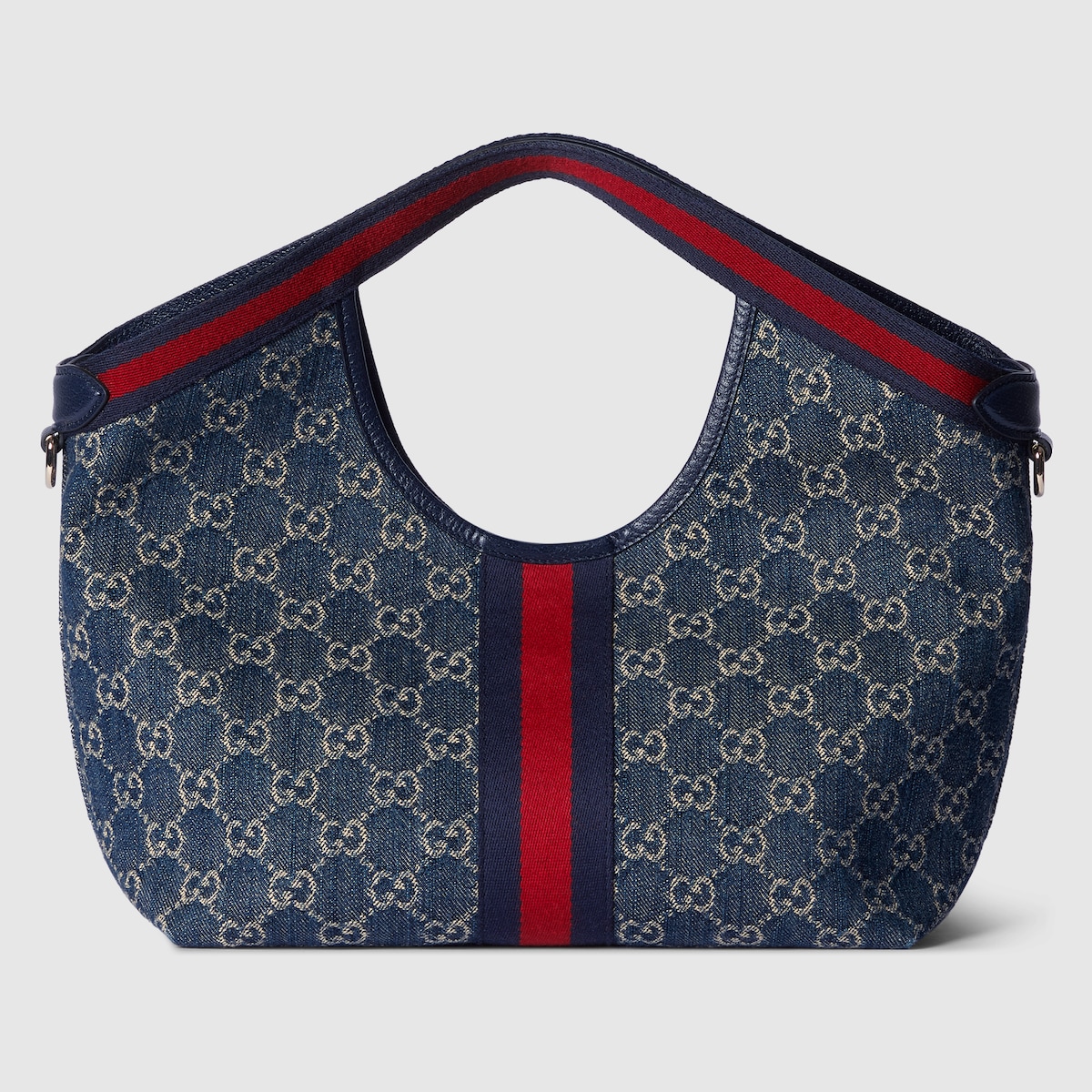 Gucci Giglio small tote bag in blue and white GG denim | GUCCI® US