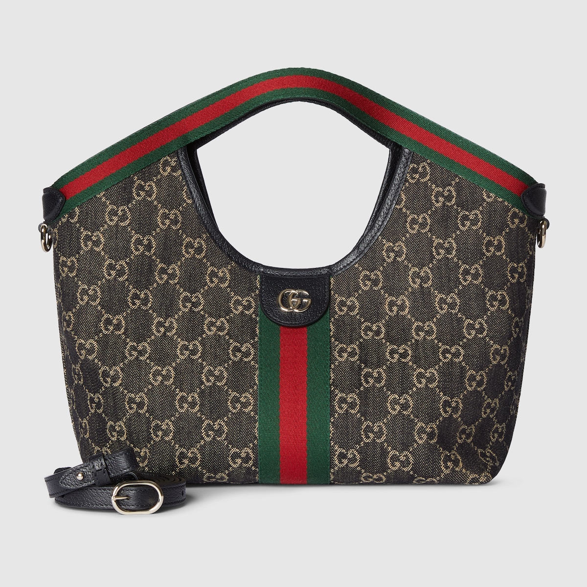 Gucci Giglio small tote bag in black and white GG denim | GUCCI® US