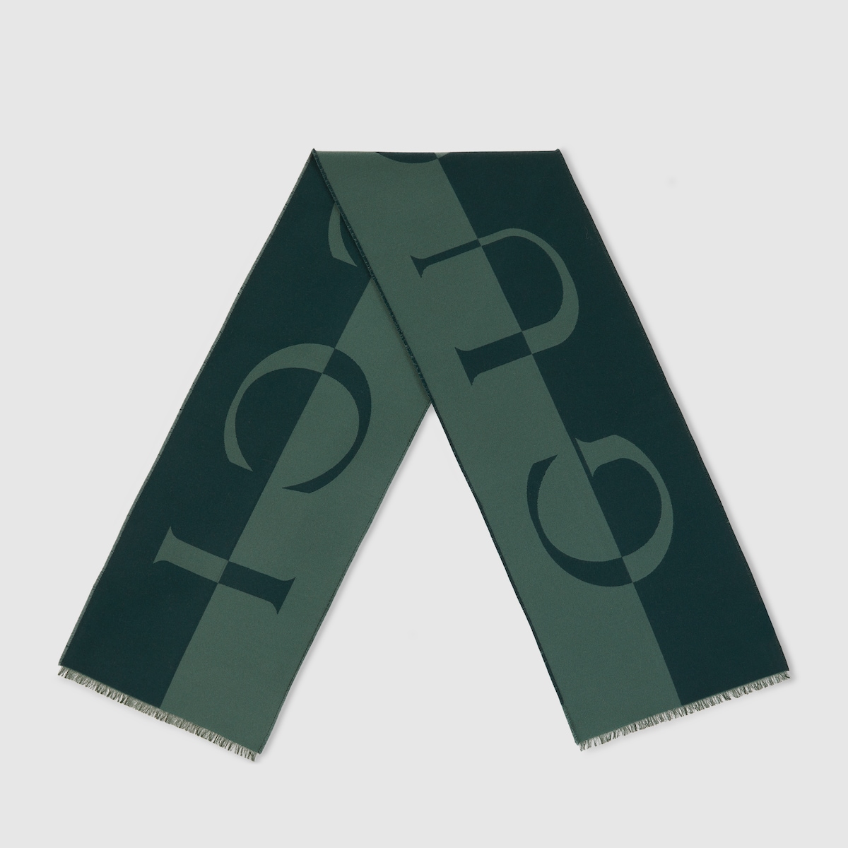 Wool scarf with Gucci logo in green and light green - thumbnail 4
