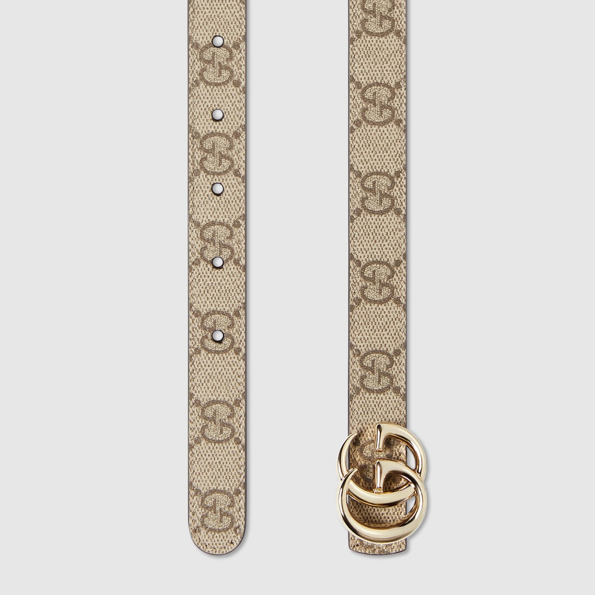 Reversible GG Marmont thin belt in beige GG Supreme and pink leather ...