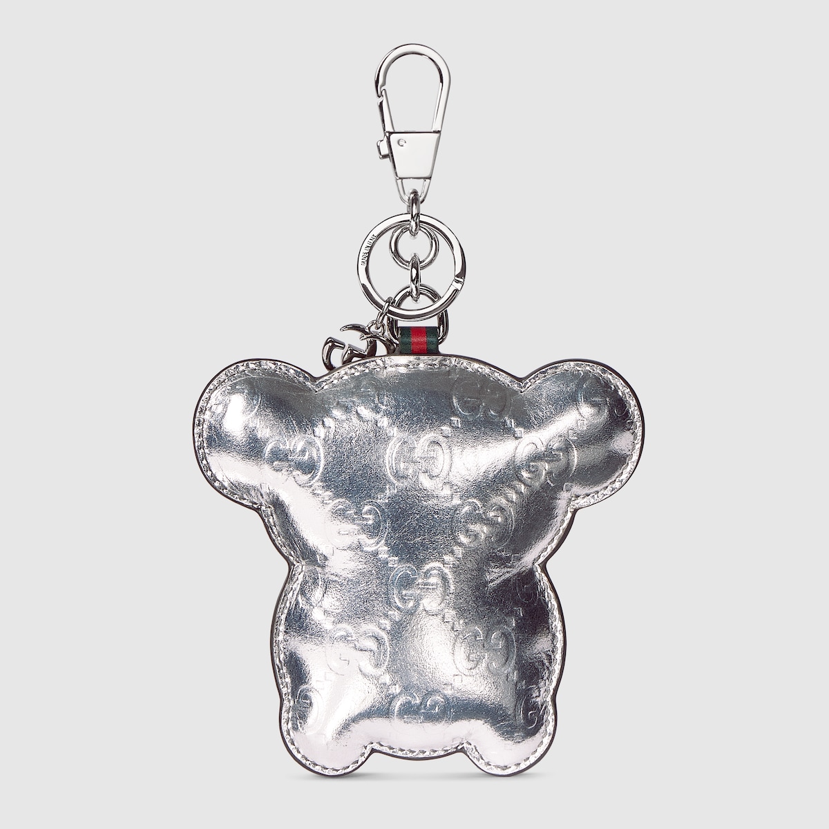 Gucci Besties keychain in metallic silver GG fabric | GUCCI® US