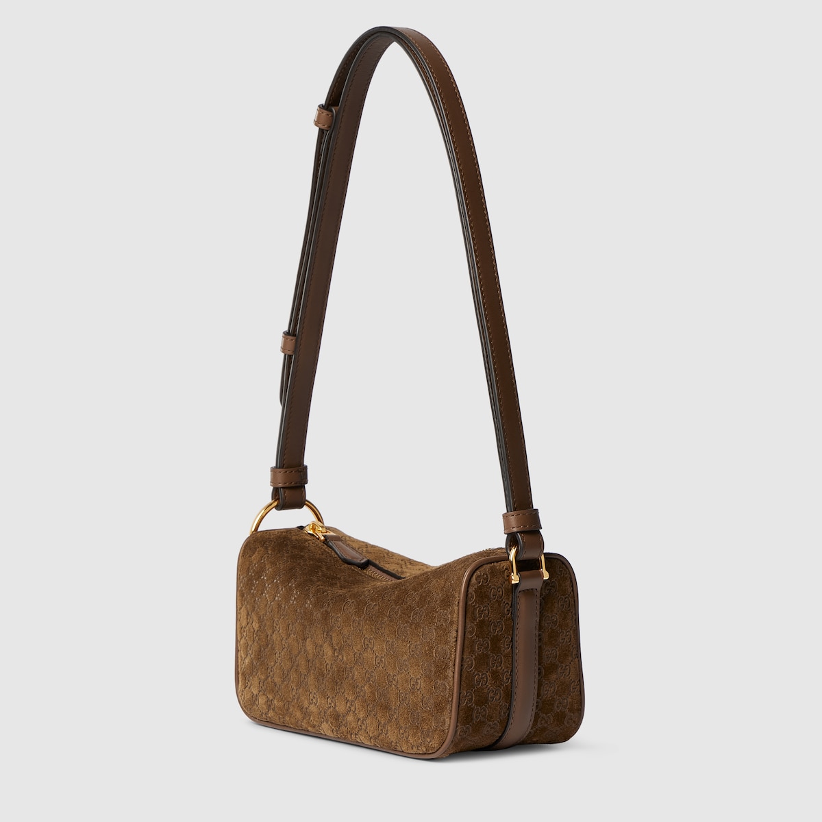 グッチ ハーフ ホースビット〕ミニバッグ ・ブラウン GGスエード