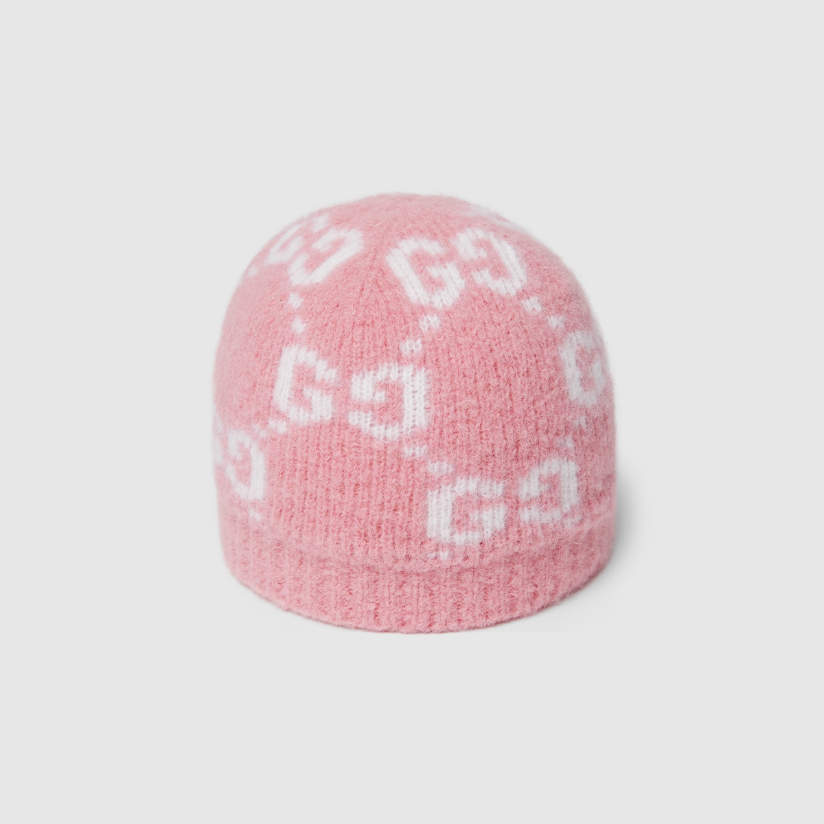 GG alpaca blend hat in pink and white - thumbnail 8