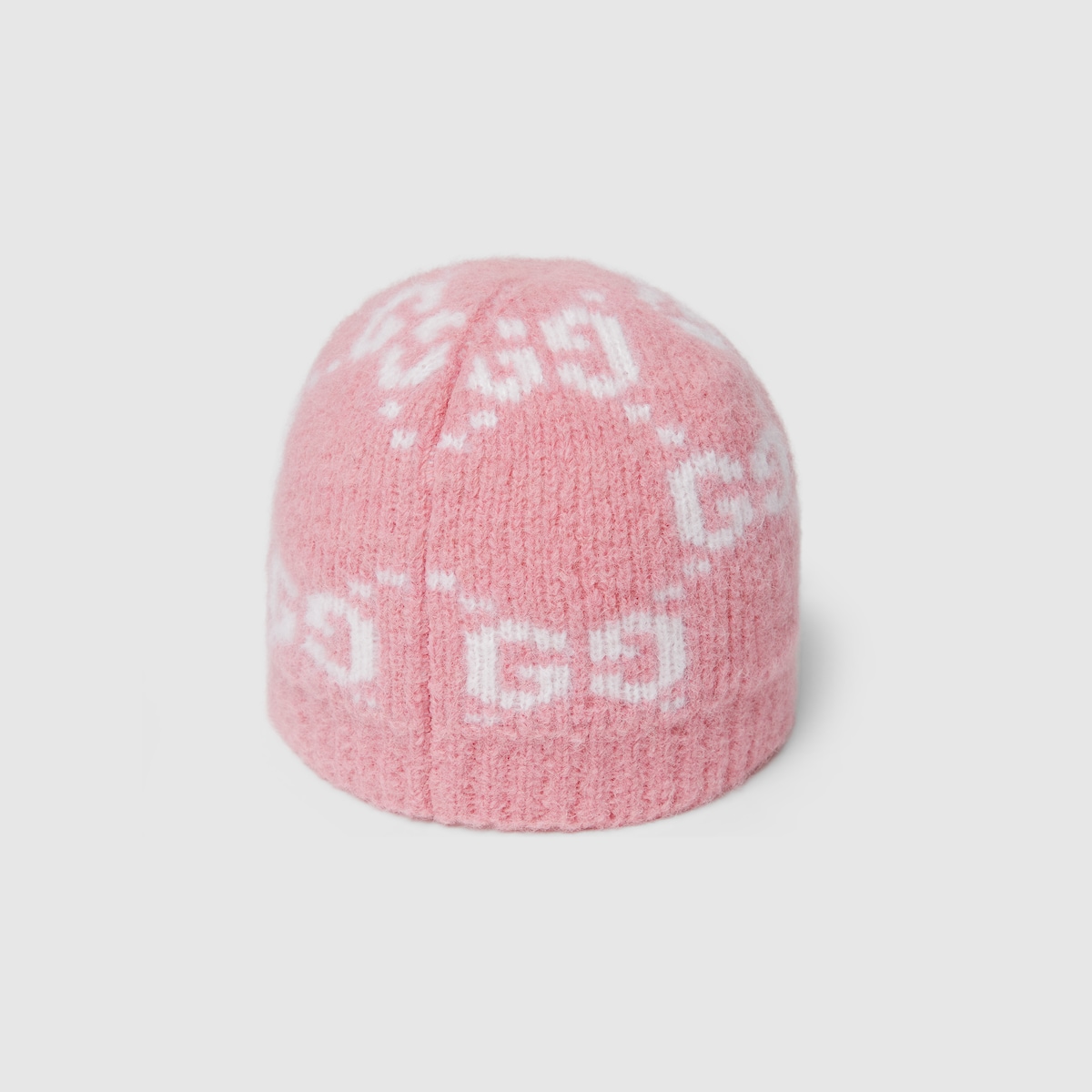 GG alpaca blend hat in pink and white - thumbnail 7