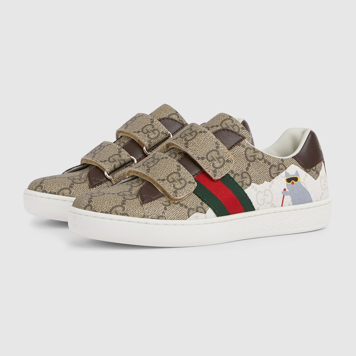 Children's Ace sneaker in beige and brown GG Supreme - thumbnail 2