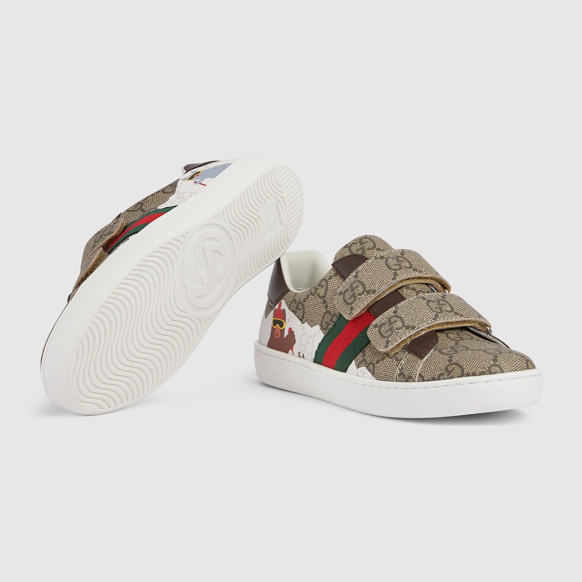 Children's Ace sneaker in beige and brown GG Supreme