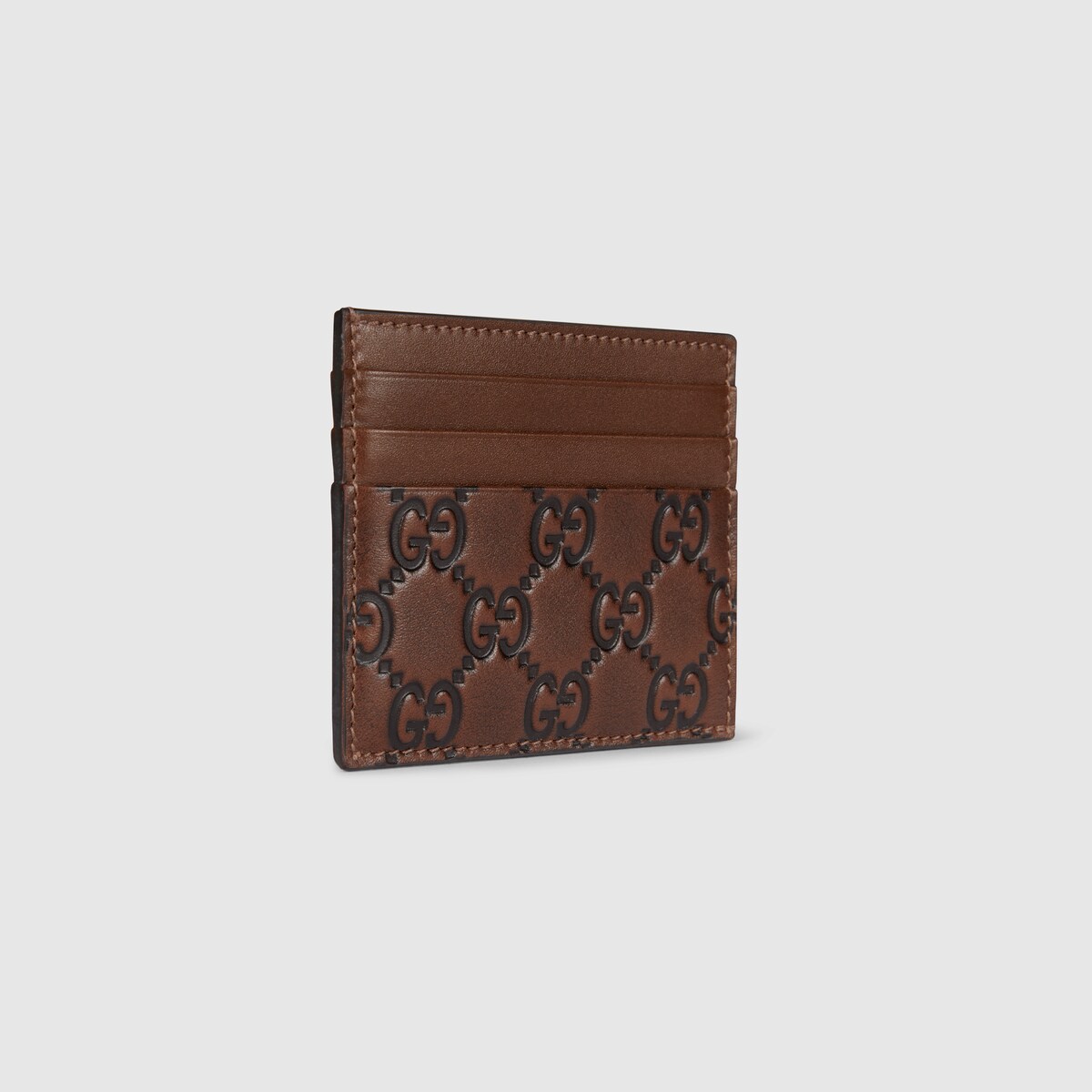 GG Emblem card case in brown and black GG leather