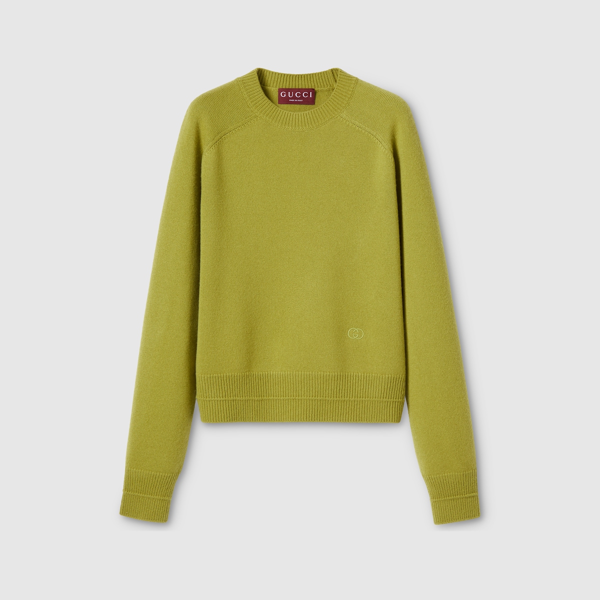 Wool cashmere sweater with embroidery in green | GUCCI® US