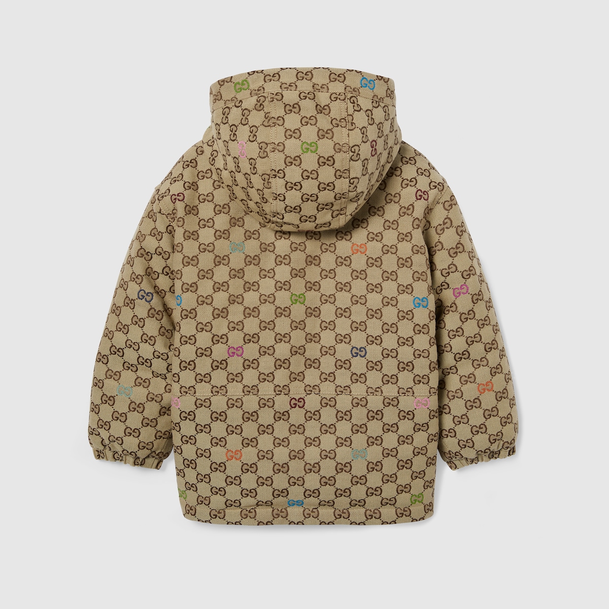 Children's padded GG canvas coat in beige and brown