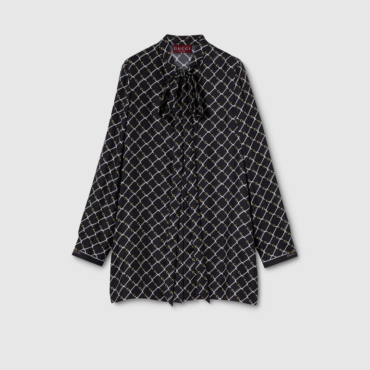 Printed silk twill dress in black | GUCCI® US