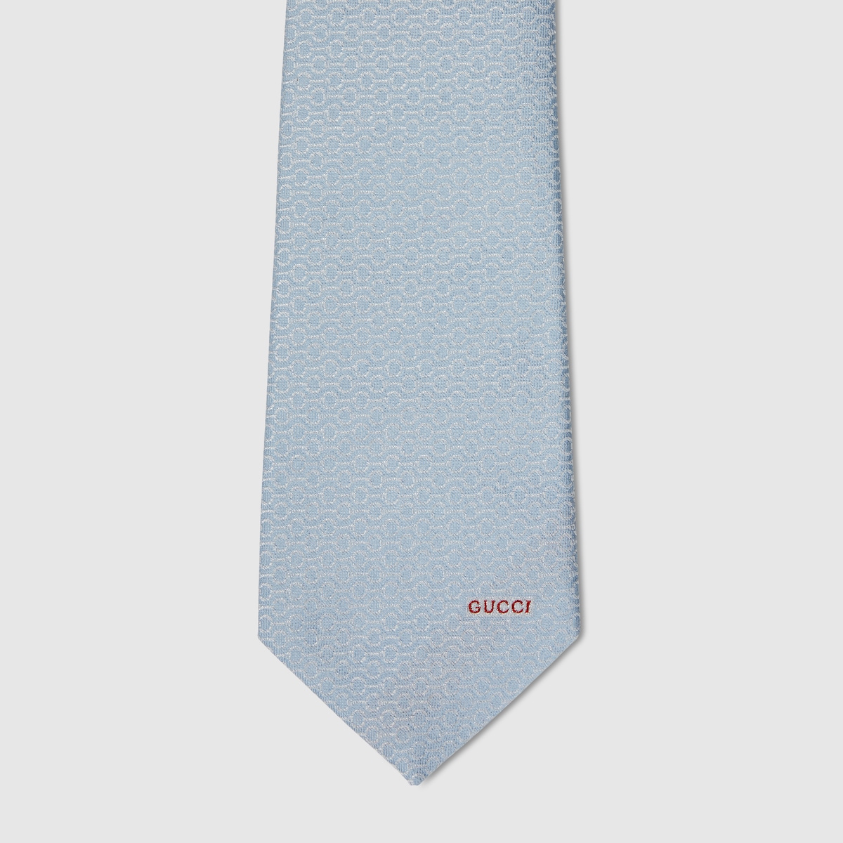 Gucci Horsebit silk jacquard tie in light blue