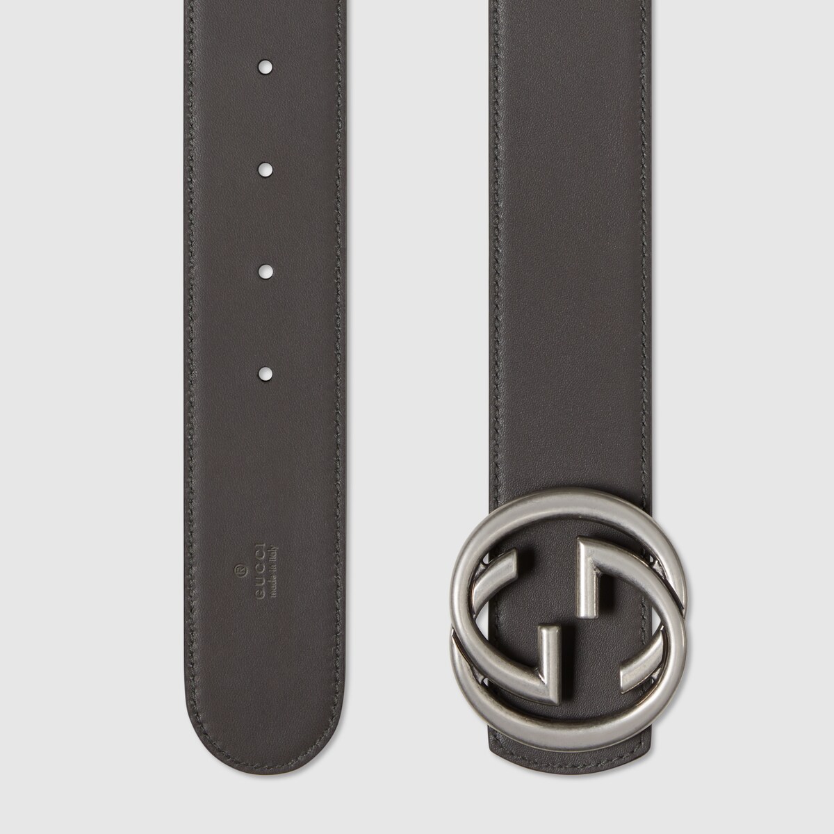 Reversible belt with Interlocking G buckle in grey GG leather - thumbnail 6