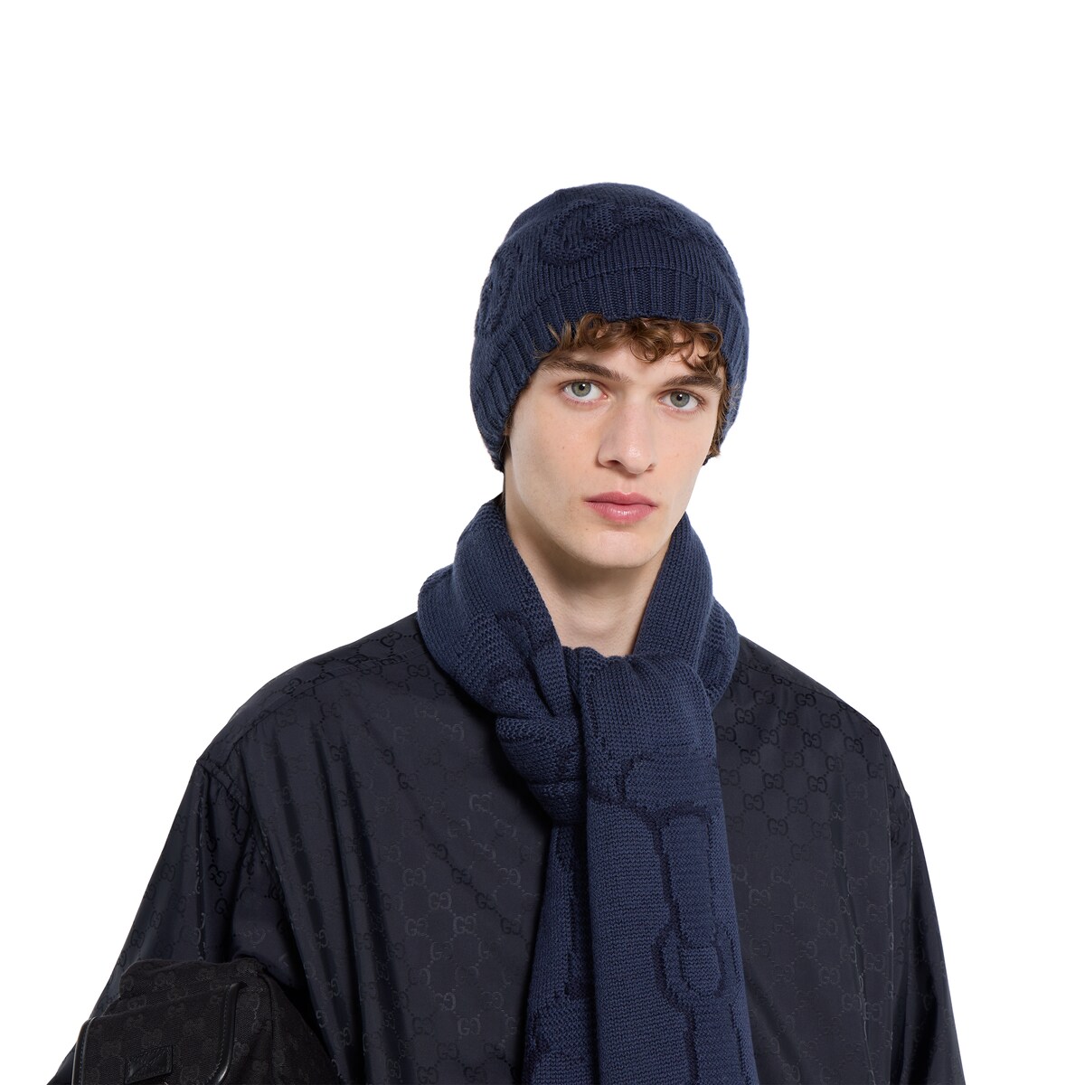Wool hat with Horsebit detail in navy