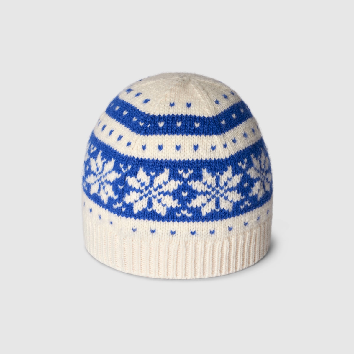 Children's wool hat with Gucci logo in off white and blue | GUCCI® US