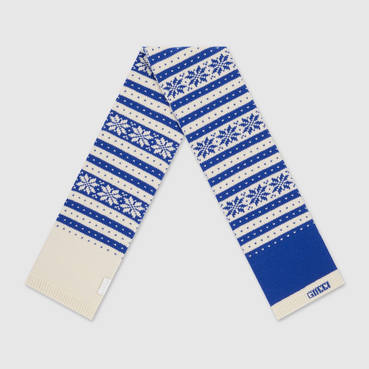 Children's scarf with Gucci logo in blue and ivory