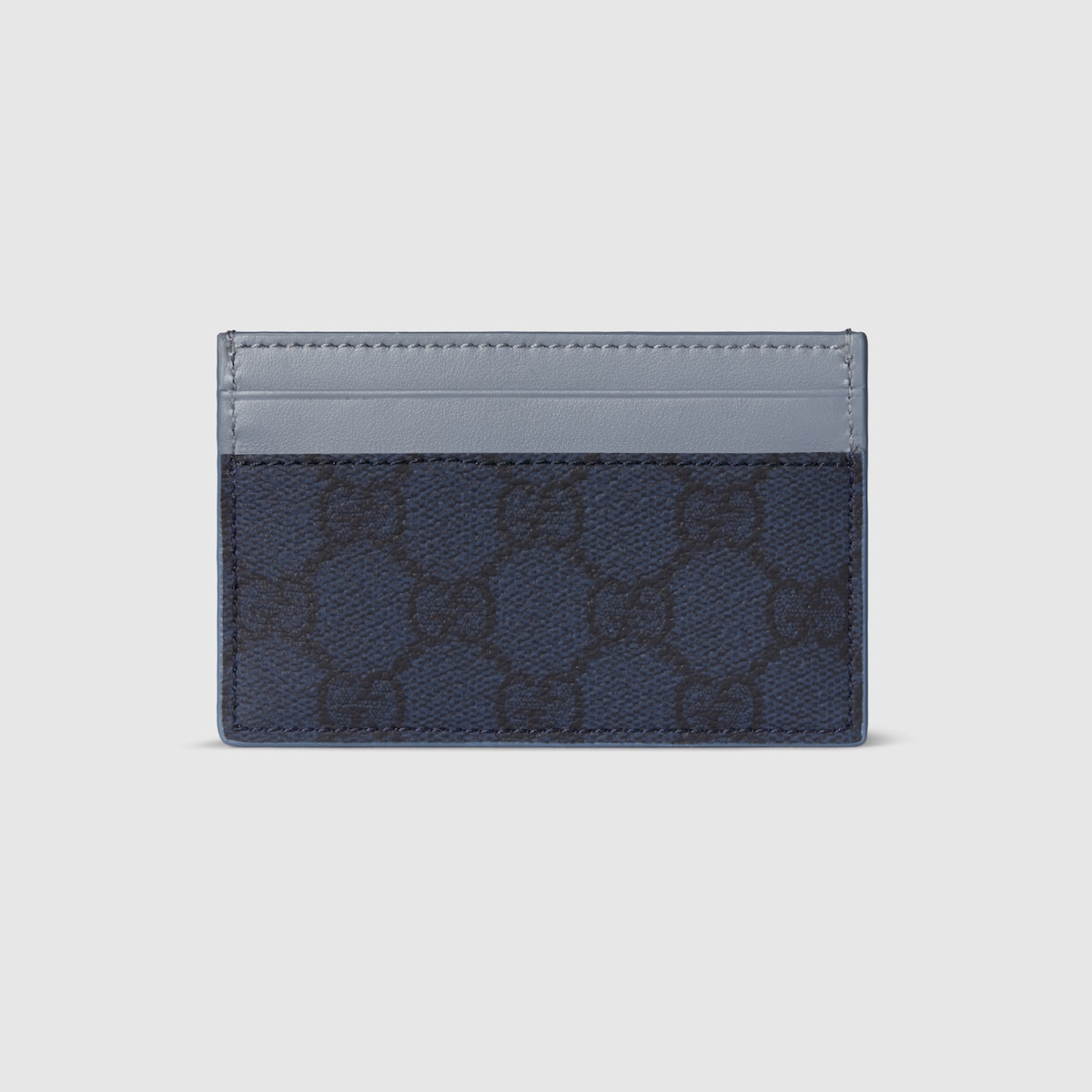 Dusty blue trim GG card case in dark blue GG Supreme - thumbnail 3