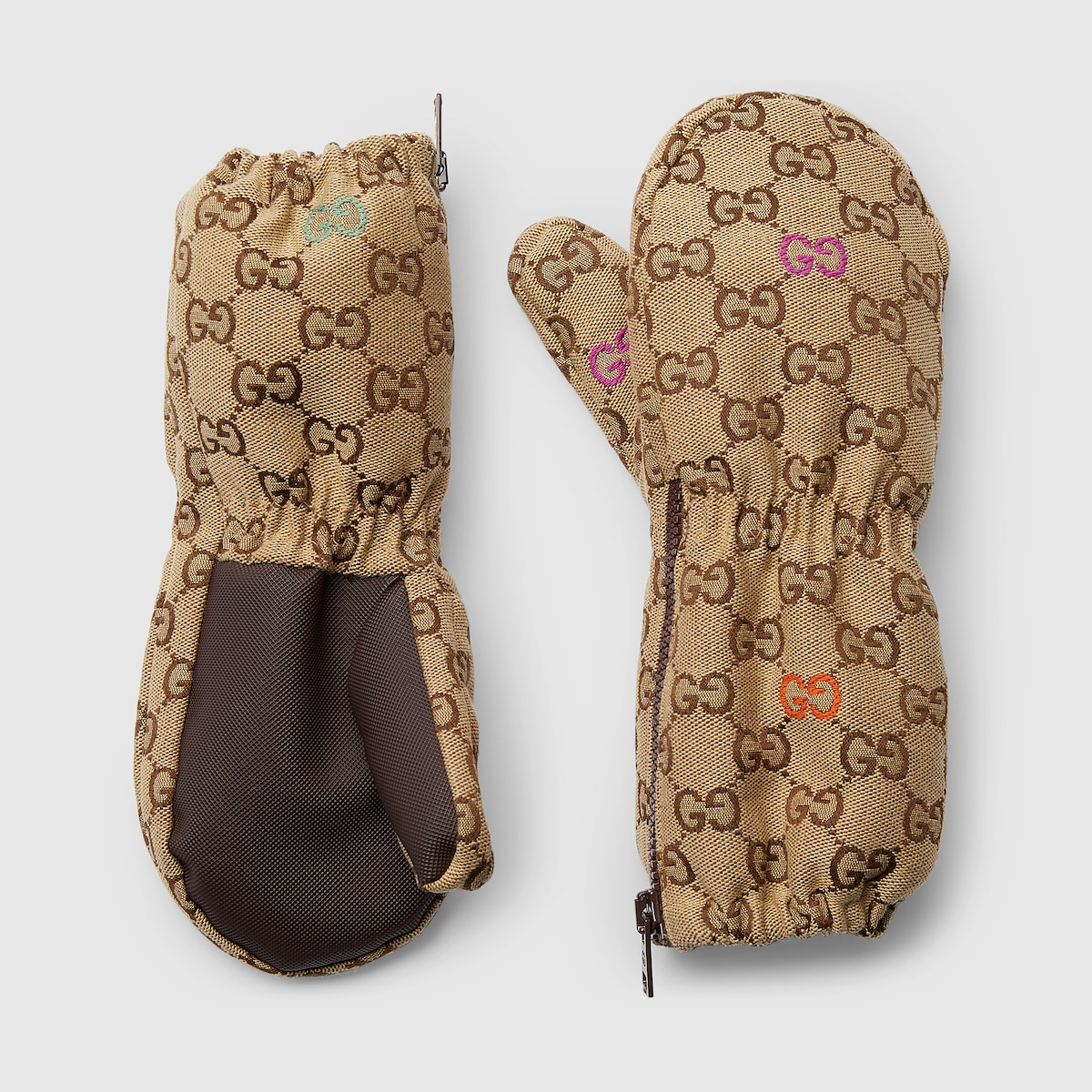 Padded GG canvas mittens in beige and brown - thumbnail 2