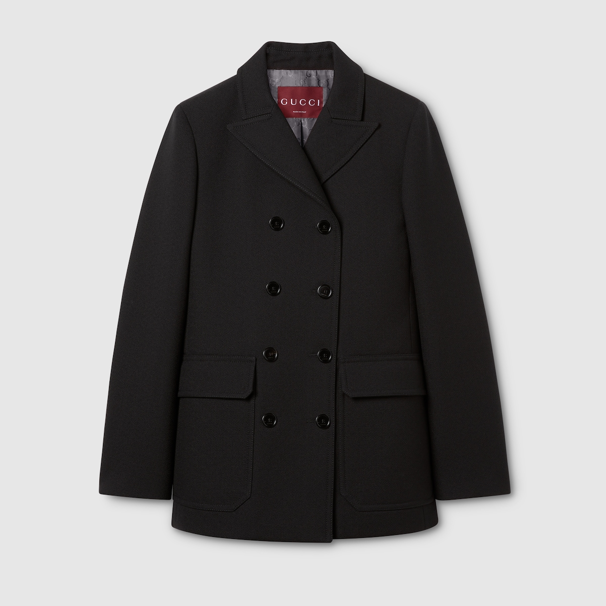 GUCCI ダブルブレスト　フレアスリーブコート gucci青 ダブルブレスト チェスターコート GUCCI ダブルブレスト