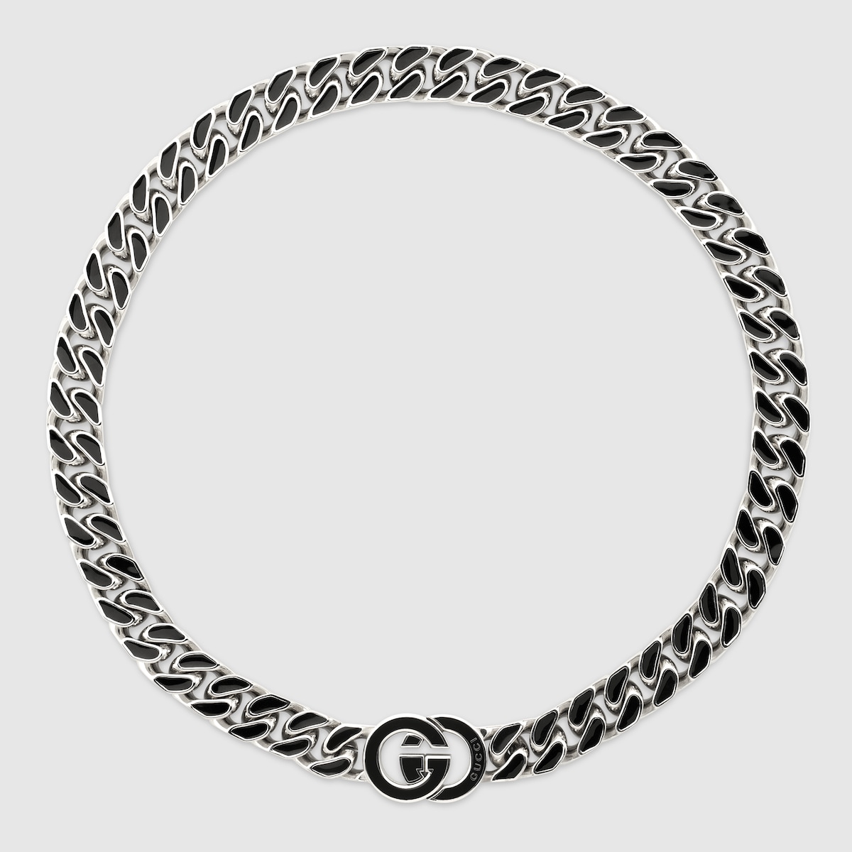 Gucci Interlocking flat chain necklace in palladium-toned brass