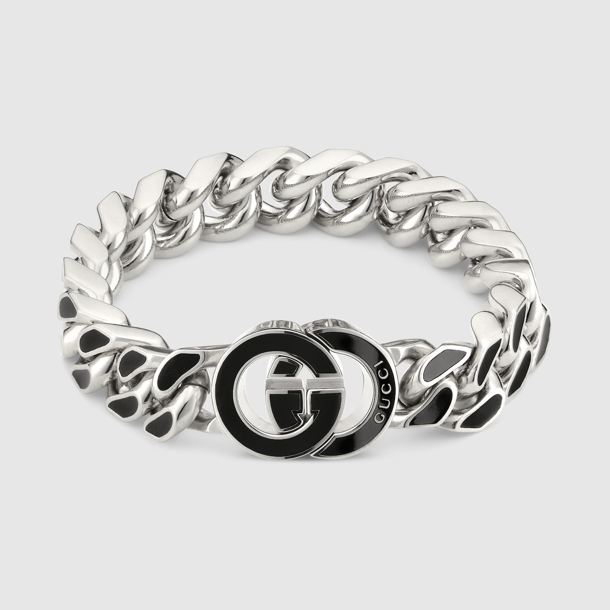 Gucci Interlocking chain bracelet in palladium-toned brass | GUCCI® US