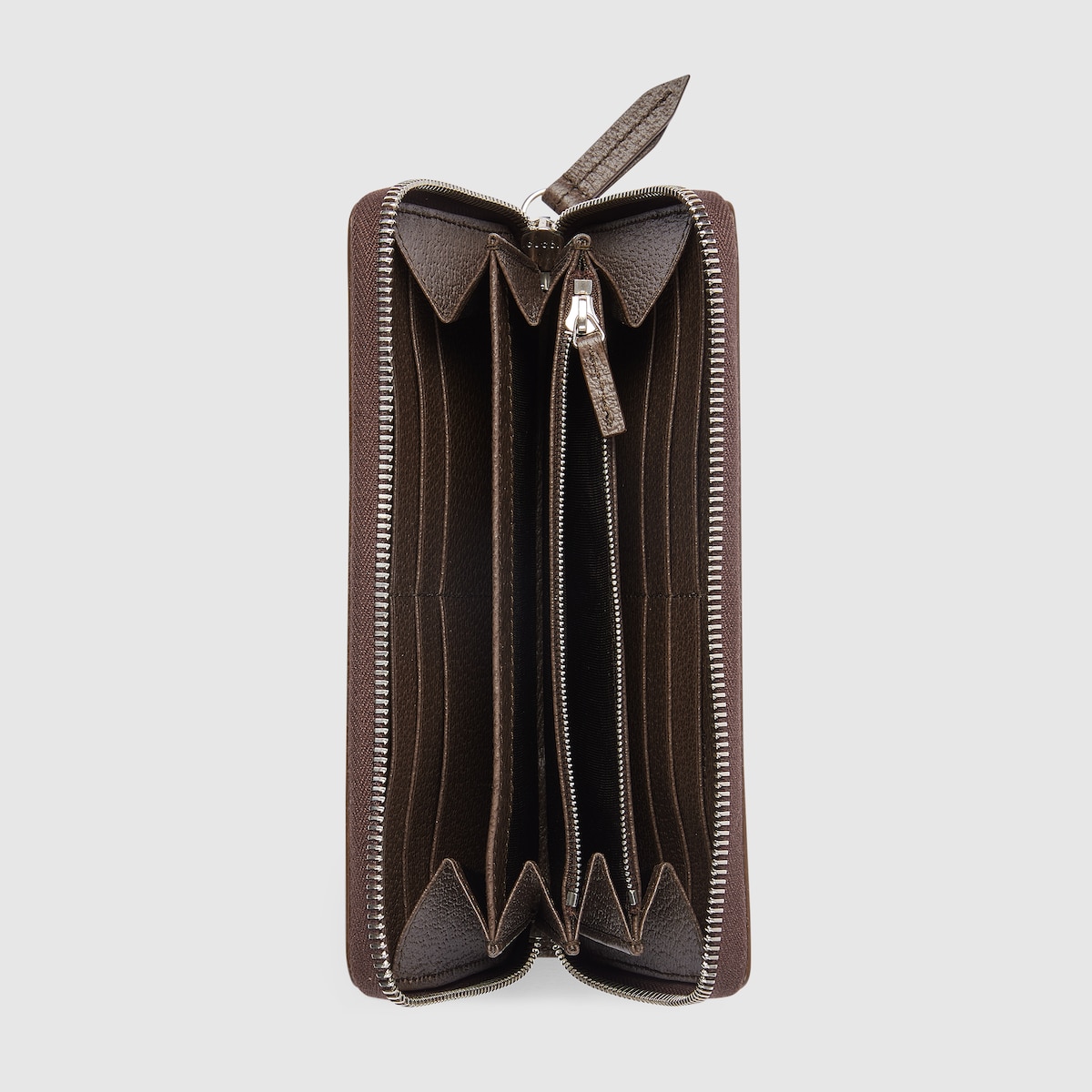 Brown interior GG zip around wallet in beige and brown GG Supreme