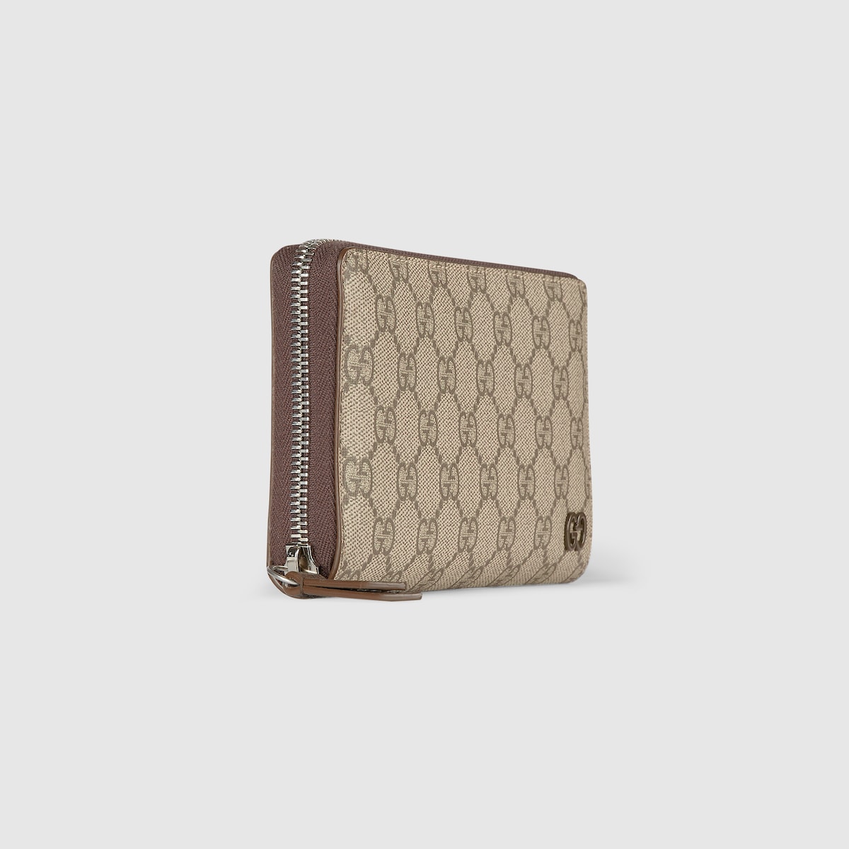 Brown interior GG zip around wallet in beige and brown GG Supreme