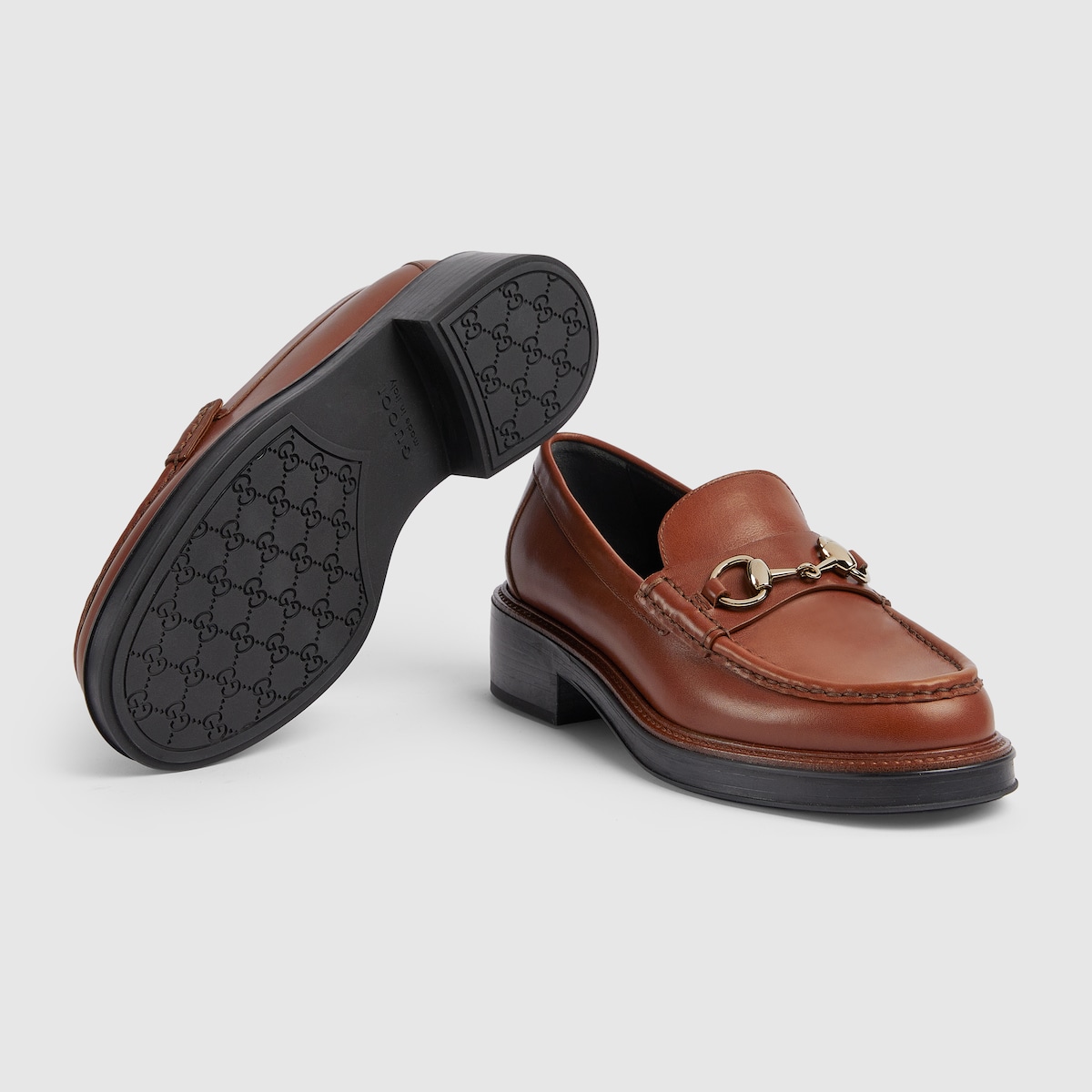 Women's Gucci Horsebit loafer in brown leather - thumbnail 3