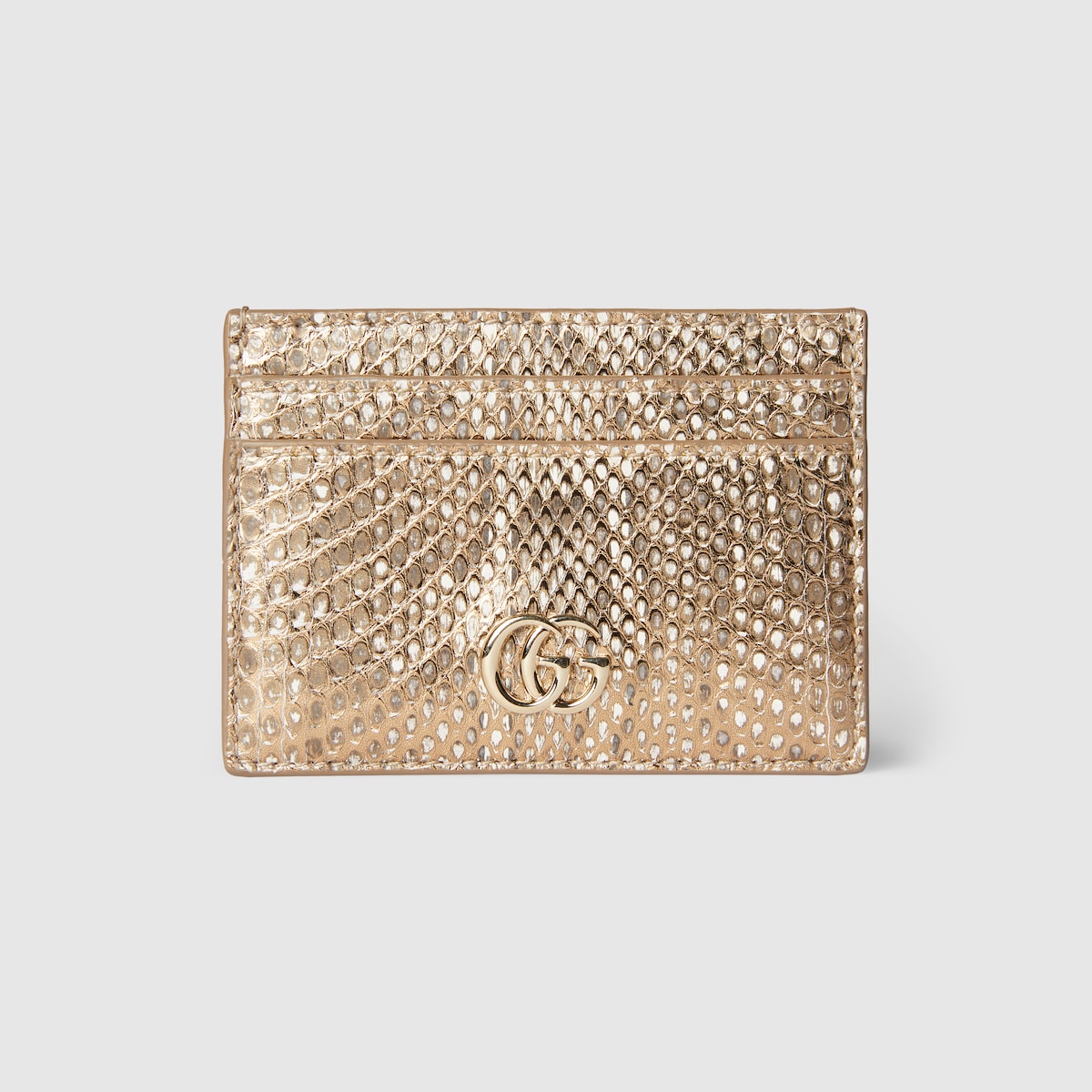 GG Marmont python card case in metallic gold | GUCCI® DE