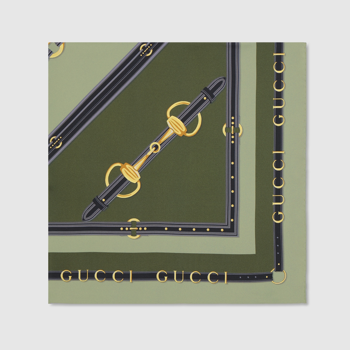 Printed silk twill carré in light green and green | GUCCI® US