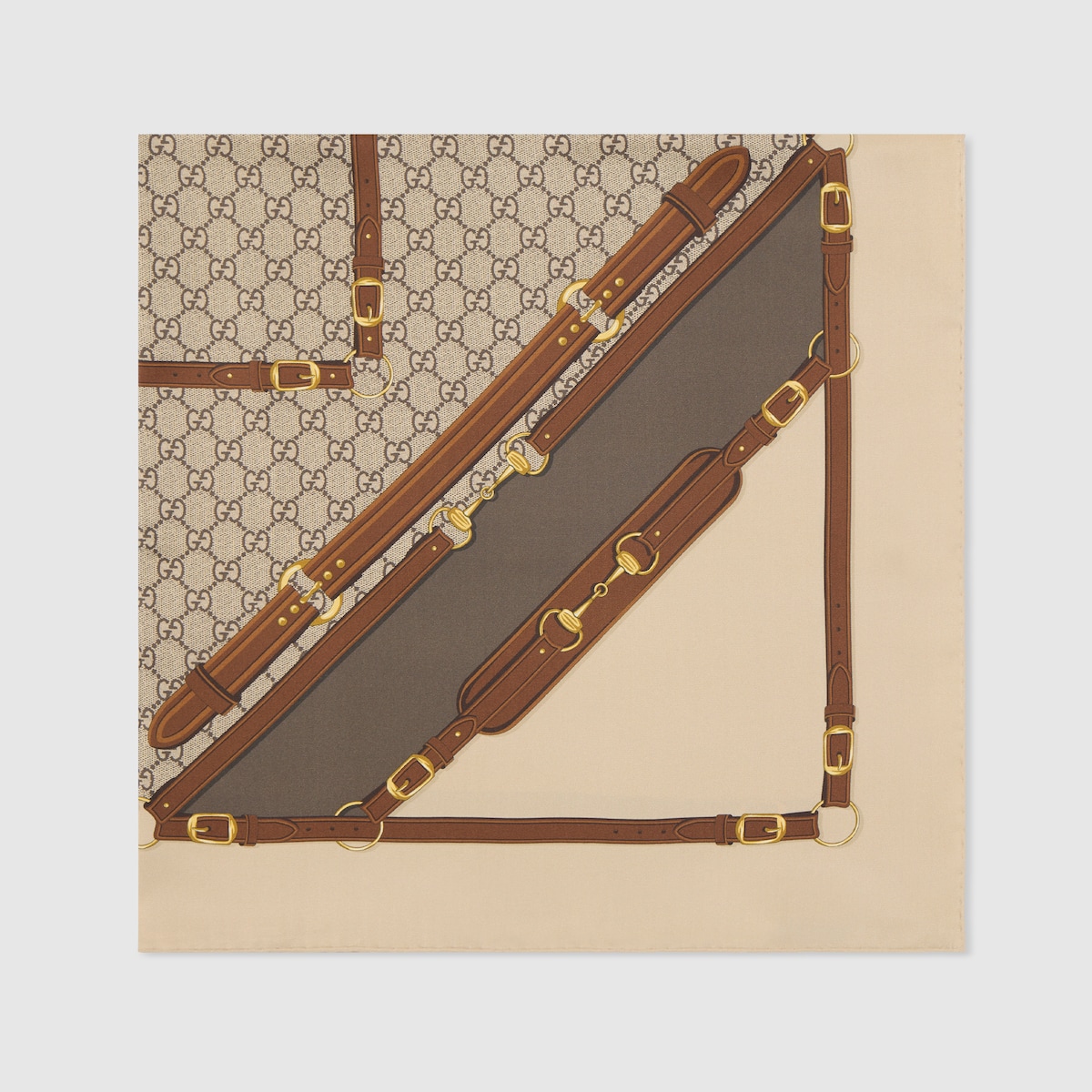 Printed silk twill carré in beige and multicolor | GUCCI® US