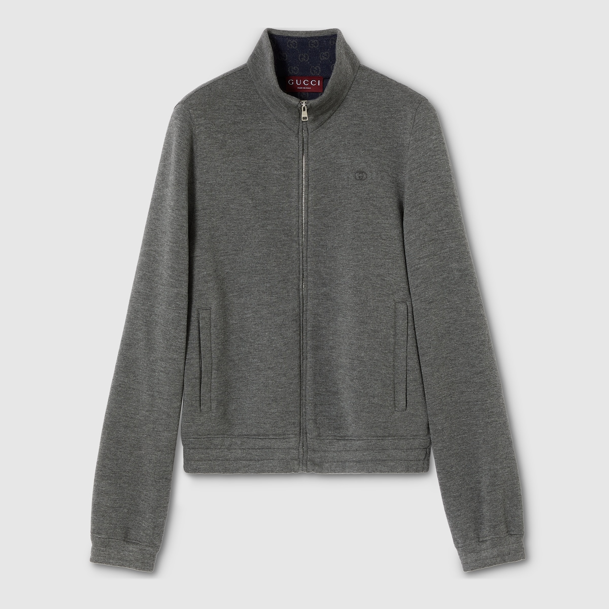 Double jersey jacquard zip jacket in grey | GUCCI® US