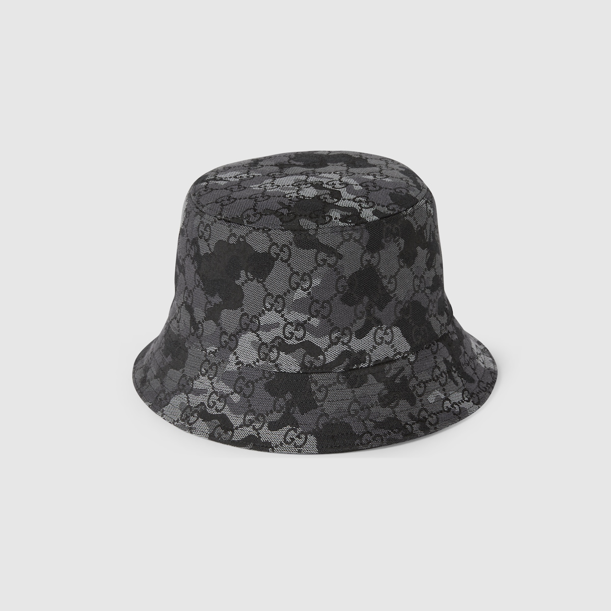 GG marbled canvas bucket hat in black and grey - thumbnail 4