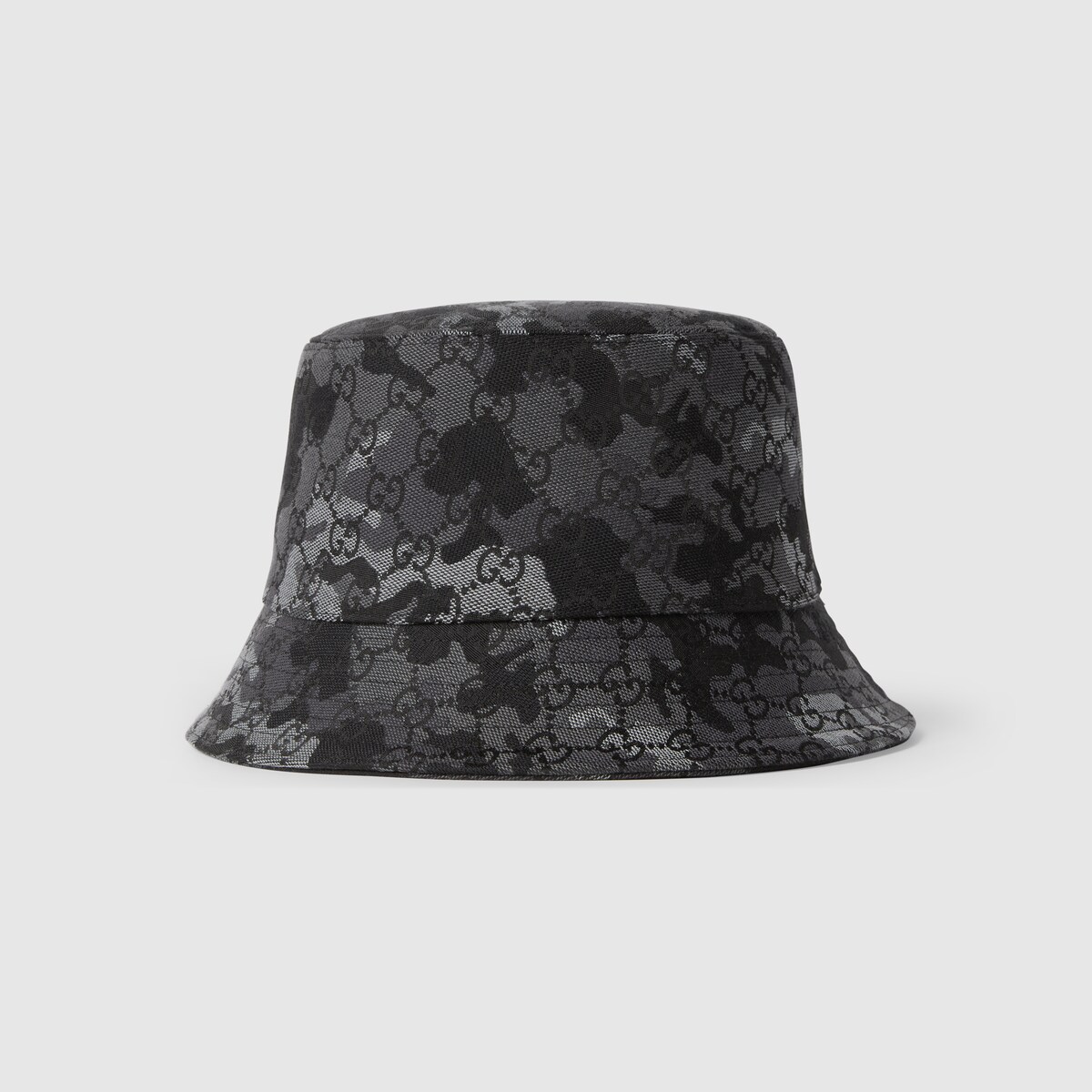 GG marbled canvas bucket hat in black and grey - thumbnail 2