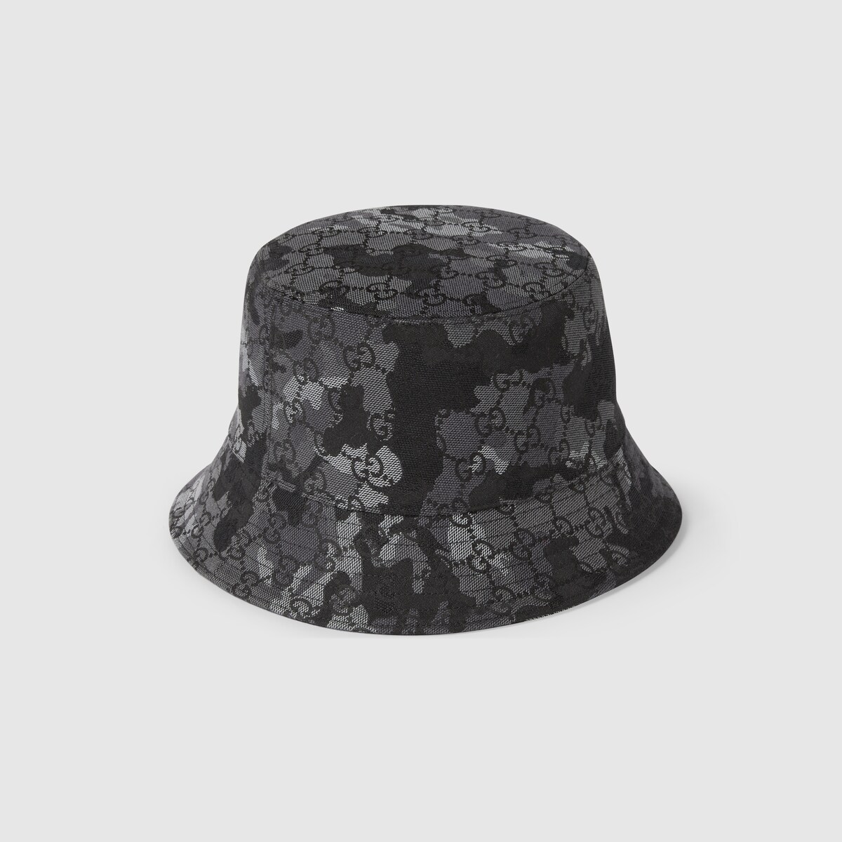 GG marbled canvas bucket hat in black and grey - thumbnail 3