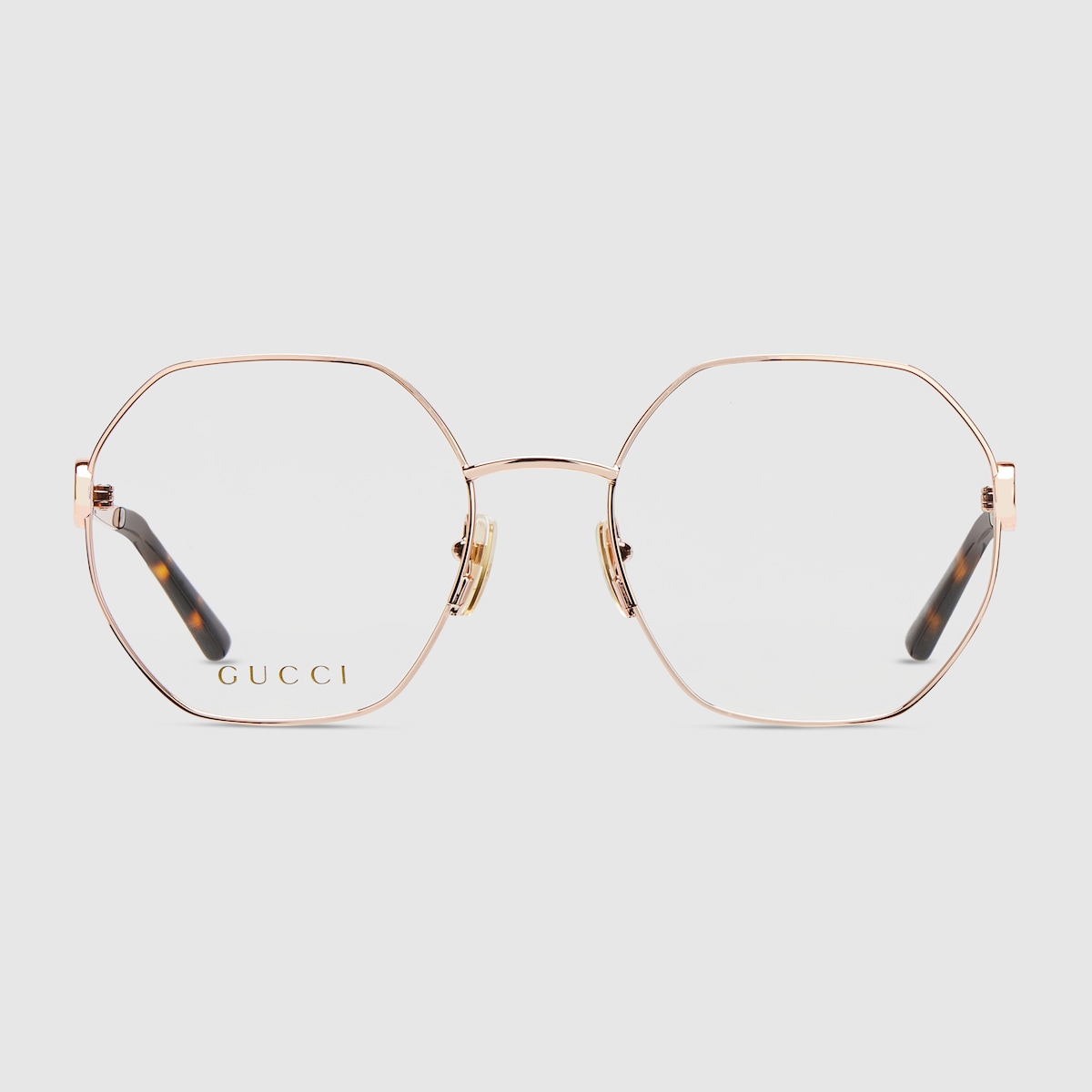 Square optical frame in gold-toned
