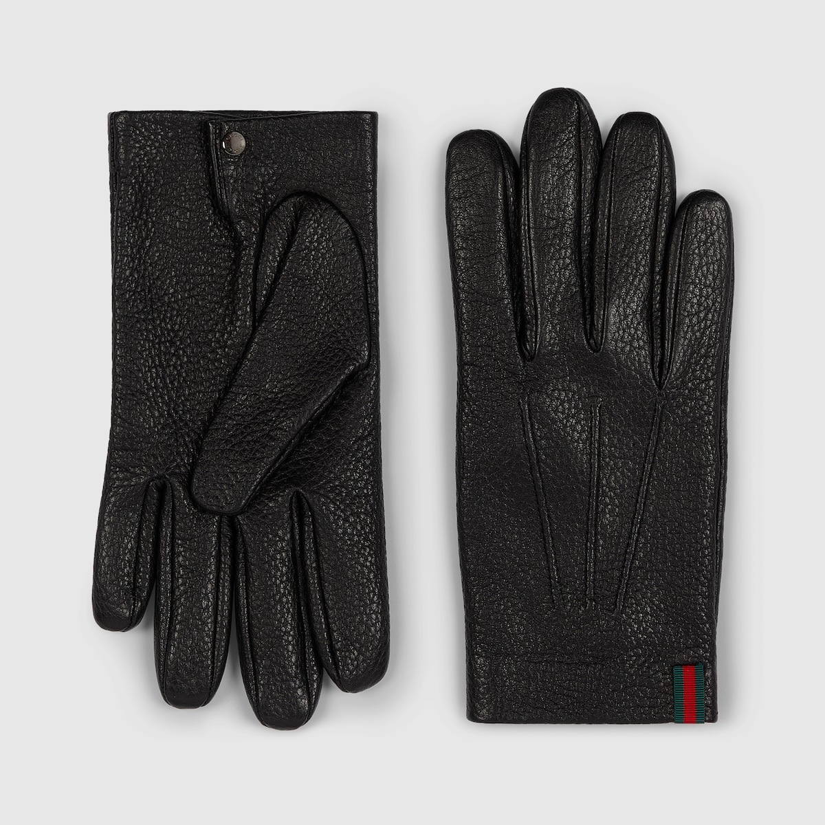 Grainy leather gloves with Web in black - thumbnail 2
