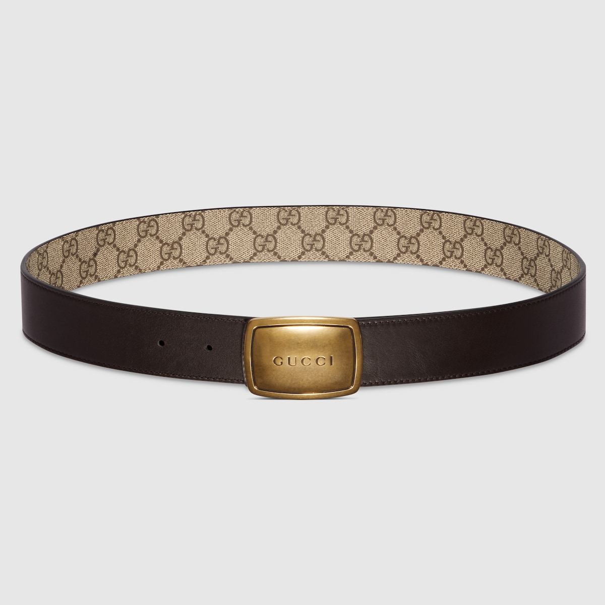 Belt with plaque buckle in beige and brown Supreme | GUCCI® US
