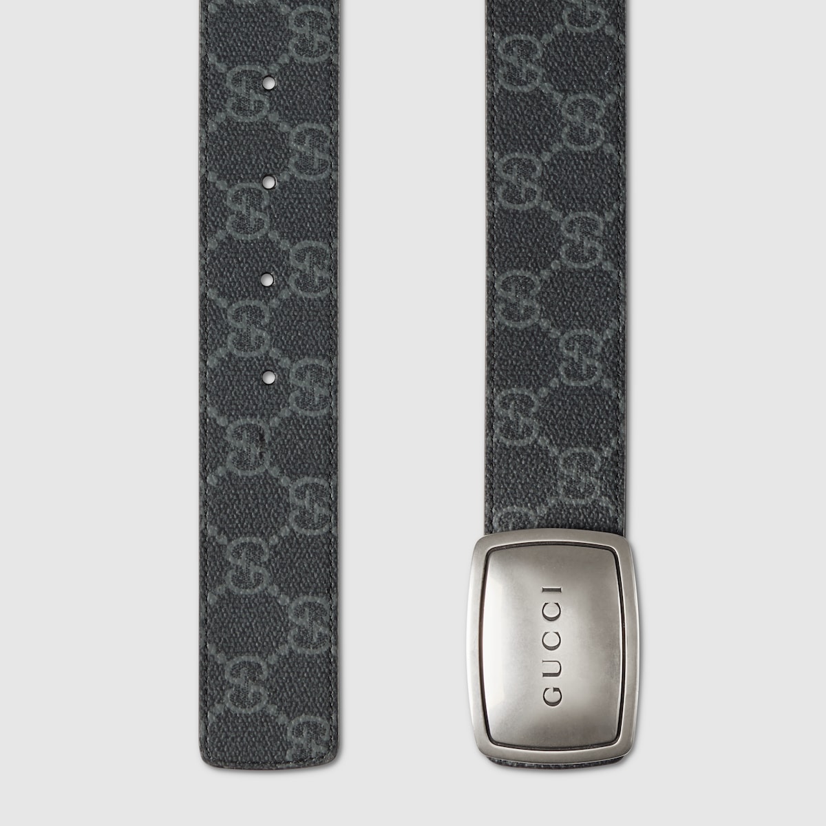 Gucci Black Belt with Silver Plaque Authentic Gucci Black Calfskin Leather Silver Interlocking G  main image 4