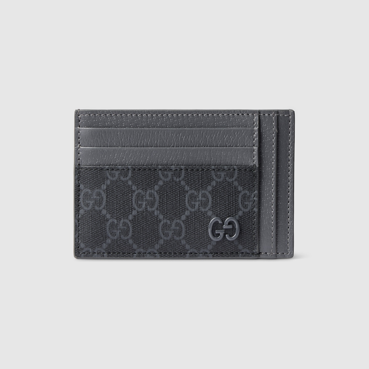 Grey trim GG card case in black GG Supreme | GUCCI® US