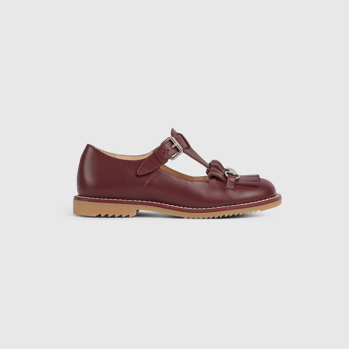 Children's moccasin with Horsebit in bordeaux leather - thumbnail 4