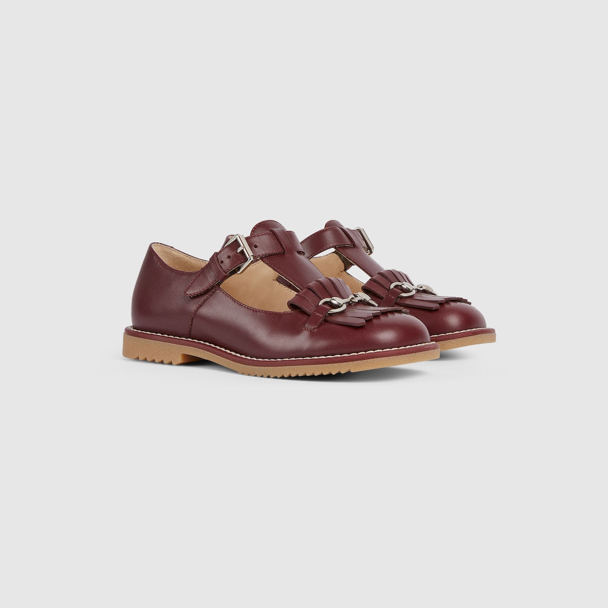 Children's moccasin with Horsebit in bordeaux leather - thumbnail 3