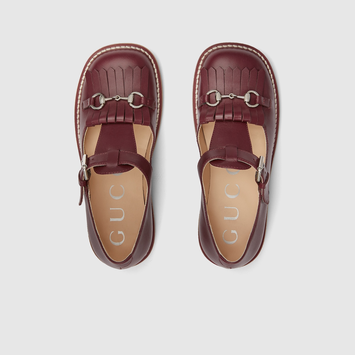 Children's moccasin with Horsebit in bordeaux leather