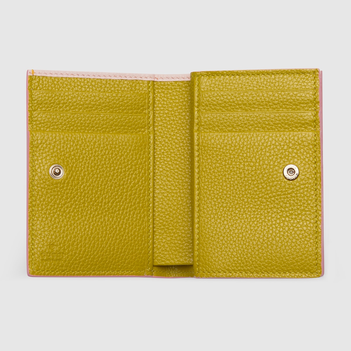 ダブルG バイカラー スモールウォレット ・ピンク＆イエロー レザー