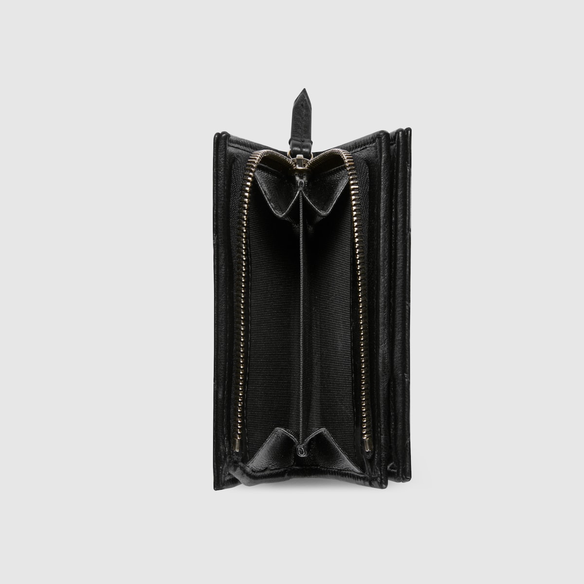 GUCCI ブラック 財布 Black Leather Zip Around Wallet With Gold-Toned GG | GUCCI® US